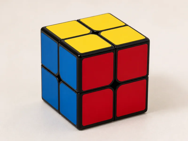 קוביית 2×2 צבעונית בתצלום מוצר מציאותי