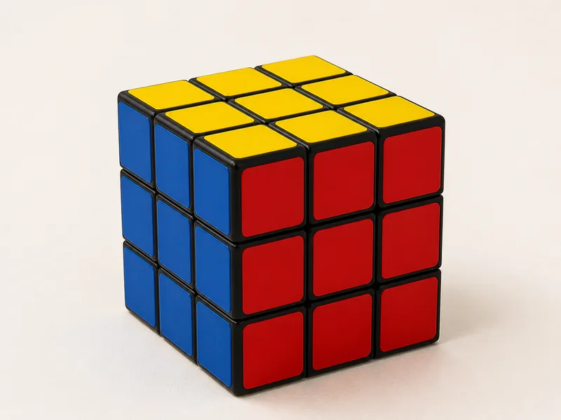 קוביית 3×3 צבעונית בתצלום מוצר מציאותי