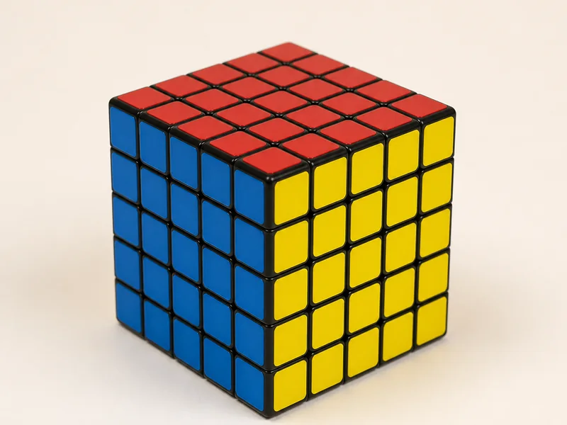 קוביית 5×5 צבעונית בתצלום מוצר מציאותי