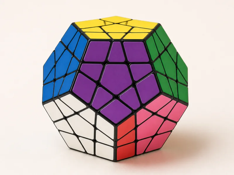 פאזל Megaminx צבעוני בעל 12 פאות בתצלום מוצר מציאותי
